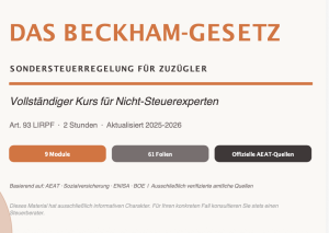Beckham-Gesetz Kurs auf Deutsch – Sondersteuerregelung für Zuzügler nach Spanien